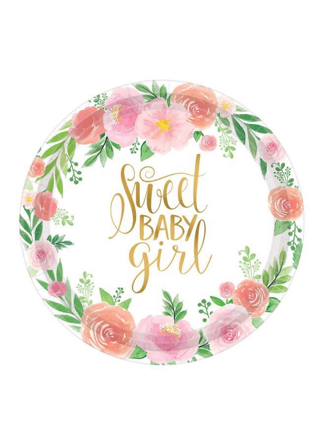 Amscan 8-Piece Floral Printed Paper Plate Set 542165 17.78x17.78x10.16cm - Image 3