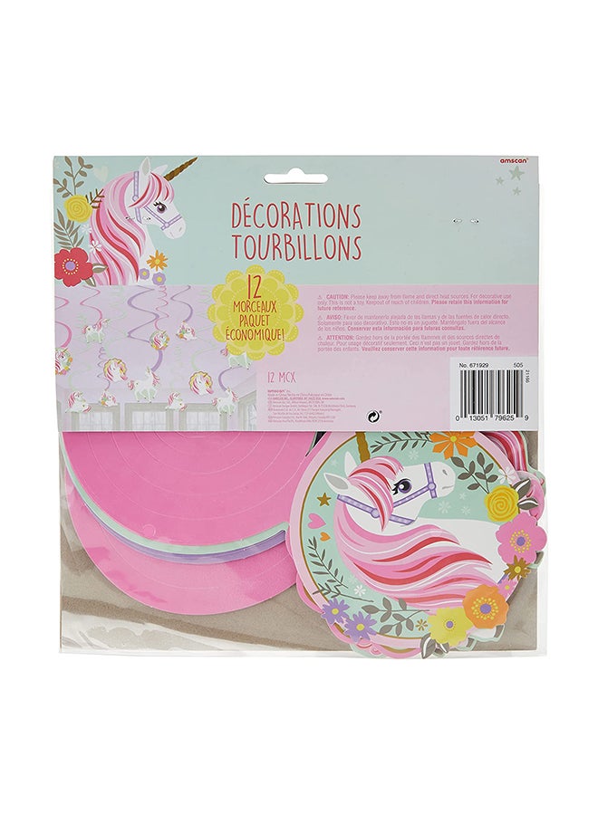 Amscan 12 Pieces Magical Unicorn Swirl Decoration Value Pack 22x30x13cm - Image 4