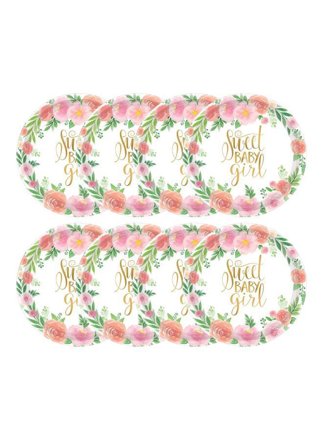 Amscan 8-Piece Floral Printed Paper Plate Set 542165 17.78x17.78x10.16cm - Image 1