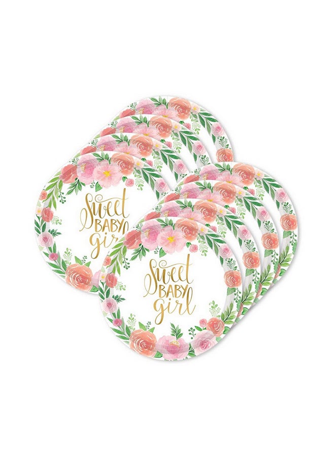 Amscan 8-Piece Floral Printed Paper Plate Set 542165 17.78x17.78x10.16cm - Image 2