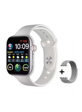 FK99 Plus Smartwatch With Wireless Charging And Extra Nylon Strap Silver - v1655112054/N47560864A_1