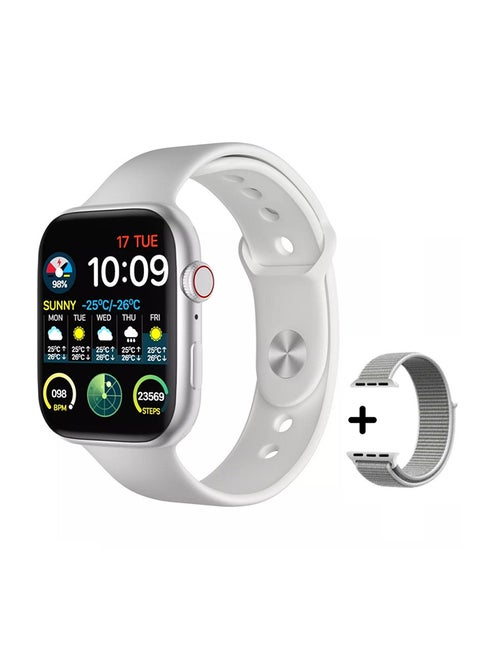 FK99 Plus Smartwatch With Wireless Charging And Extra Nylon Strap Silver