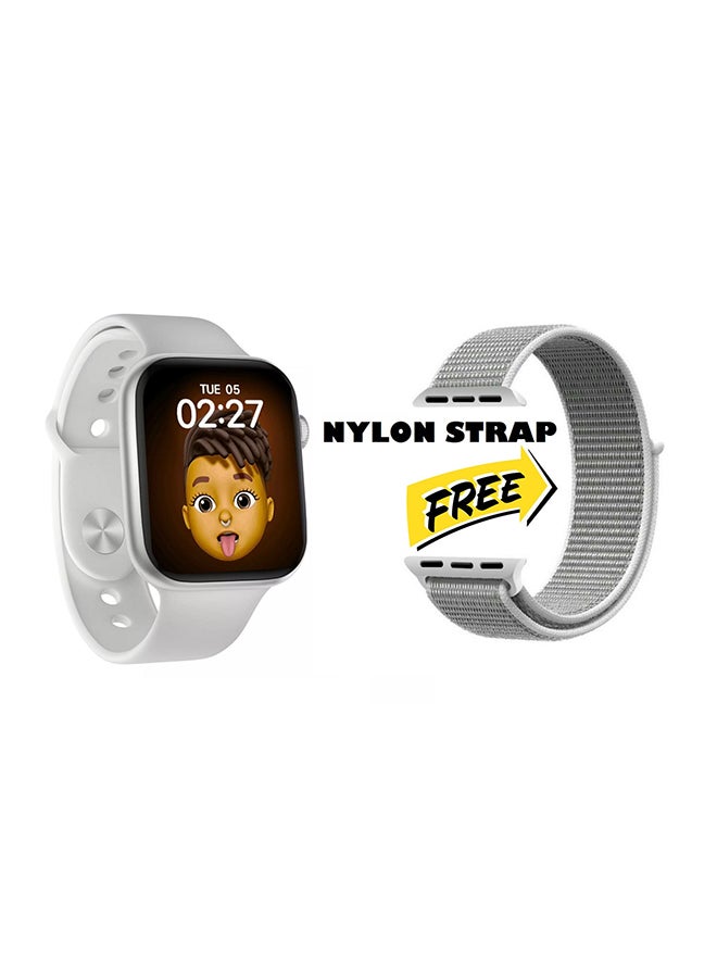 FK99 Plus Smartwatch With Wireless Charging And Extra Nylon Strap Silver