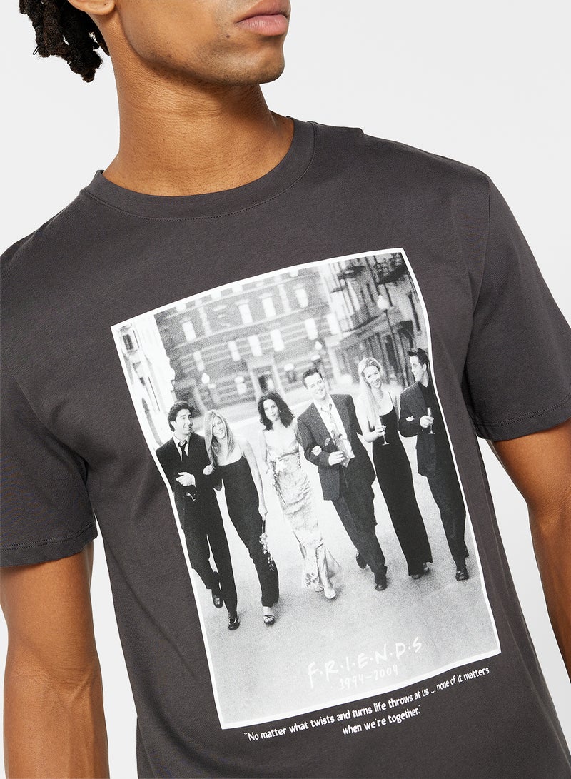 NA-KD - Unisex FRIENDS Graphic T-Shirt Grey - Image 1