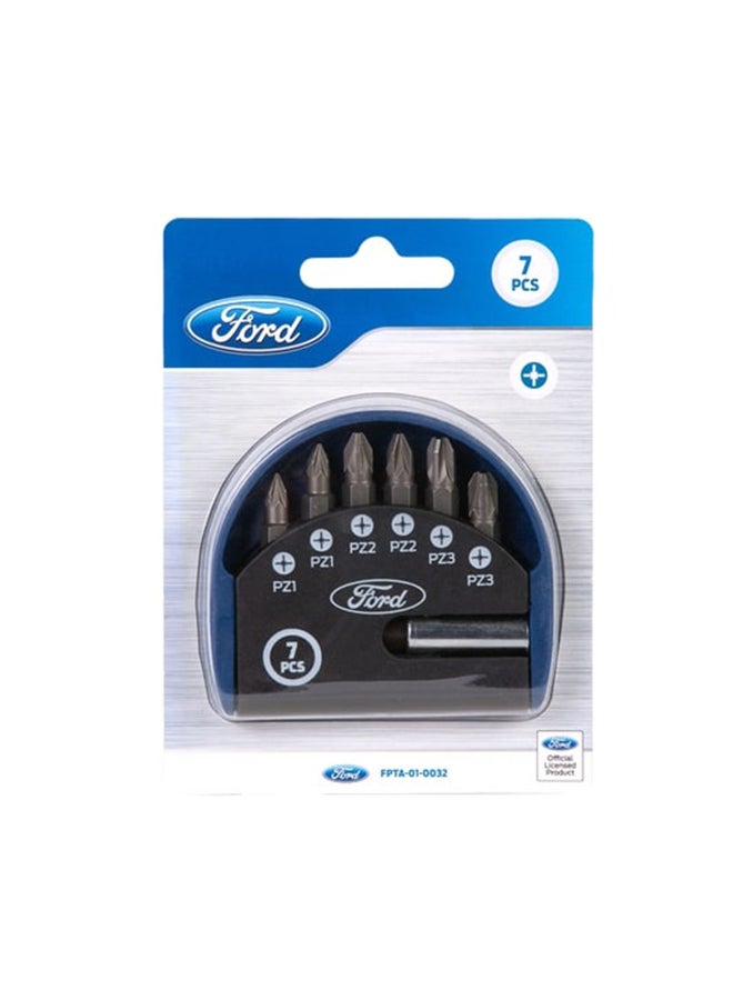 Ford 7-Piece S2 Screw Driving Bits With Magnetic Holder Black 25mm  - Image 1