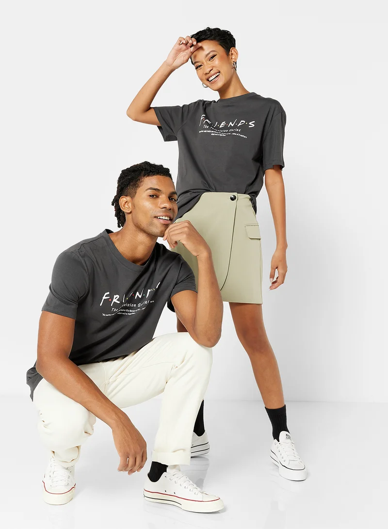 NA-KD Unisex FRIENDS Graphic T-Shirt Grey