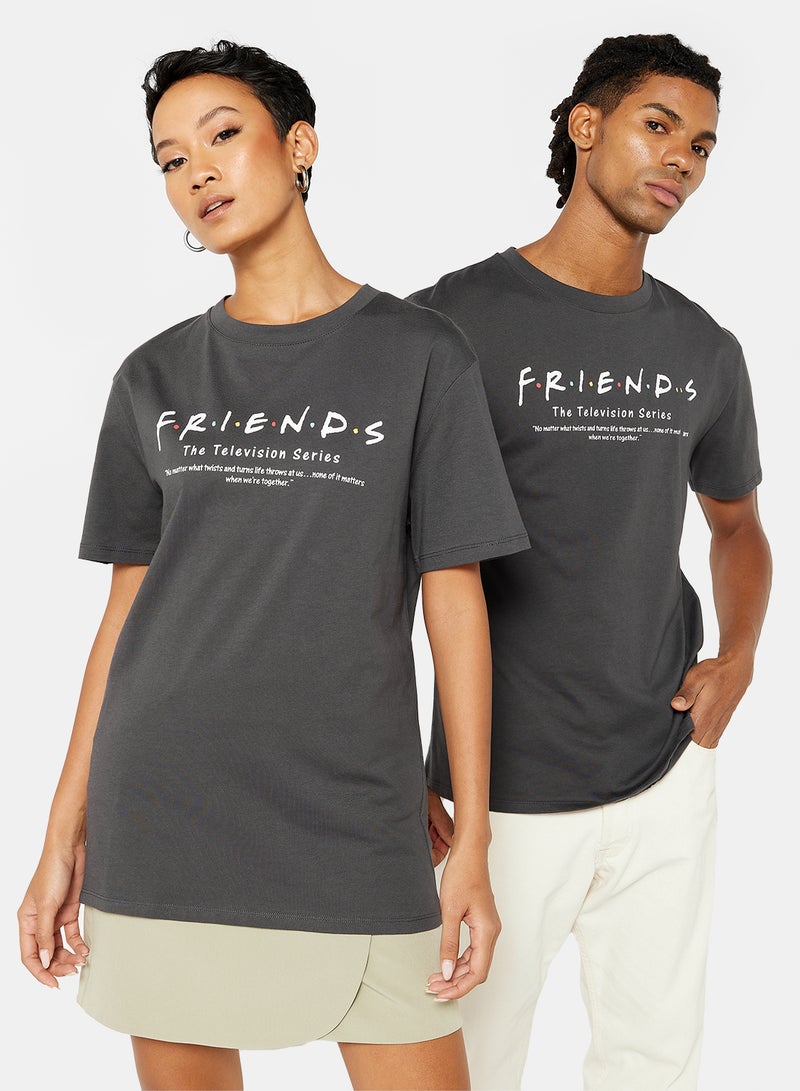 NA-KD - Unisex FRIENDS Graphic T-Shirt Grey - Image 1