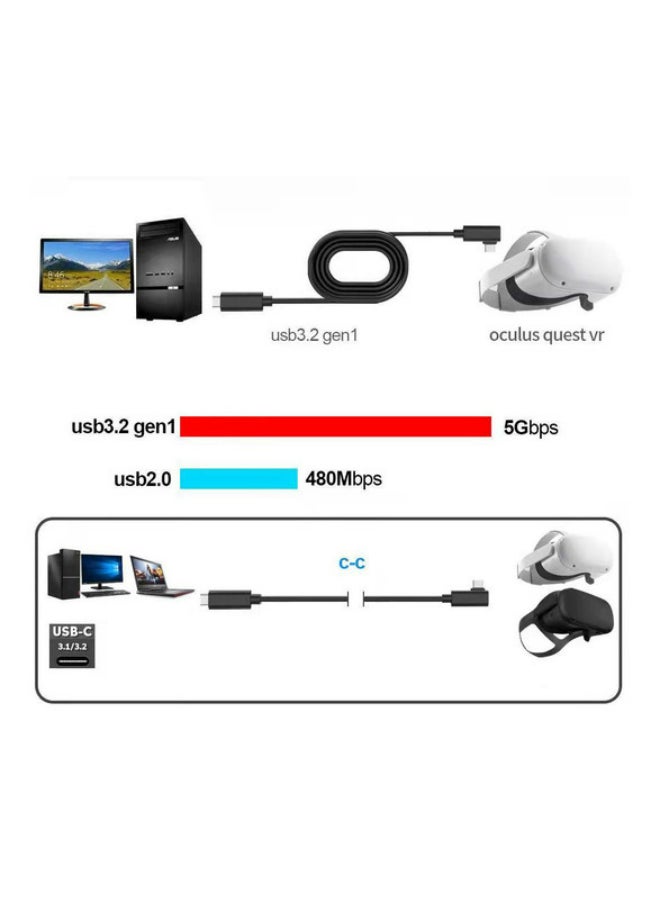 ماركة غير محددة كابل بيانات USB3.2 متوافق مع اوكيولوس كويست  1/2 5M أسود  - Image 4