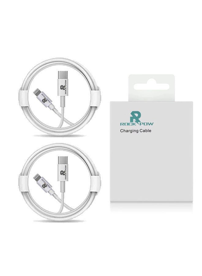 Rock Pow - 2 Pack 20W Fast Charger USB-C to Lightning Charging Cable (Apple MFi Certified) 1m for iPhone 14 13 13 Pro 12 Pro Max 12 11 X XS XR 8 Plus, AirPods Pro White - Image 1