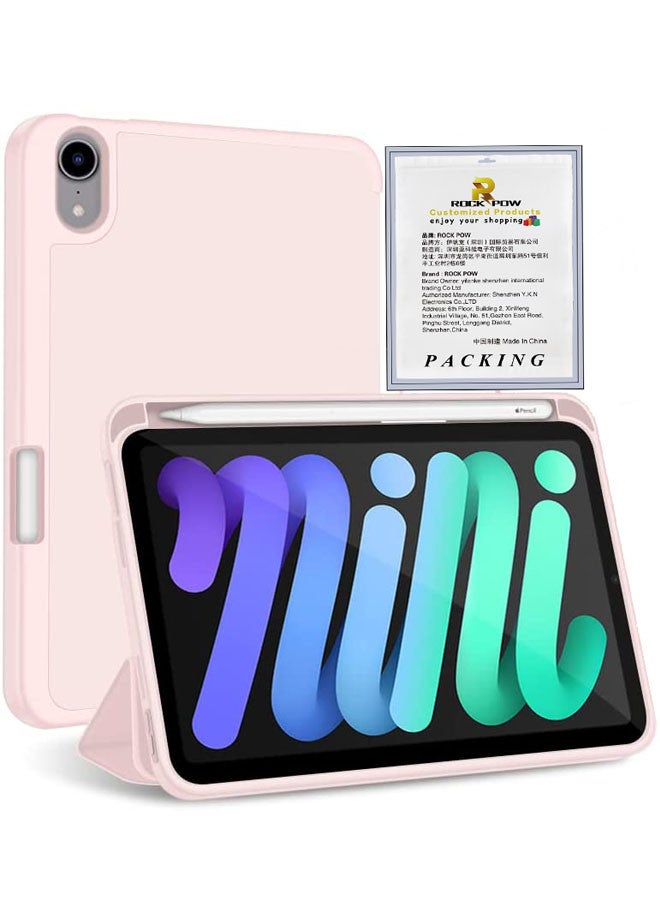روك بو غطاء حماية قلاب لجهاز أبل آي باد ميني 6 مع حامل أقلام وردي - Image 1