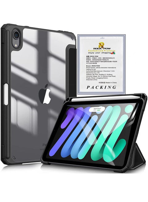 Protective Flip Cover For Apple iPad Mini6 with Pencil Holder Black