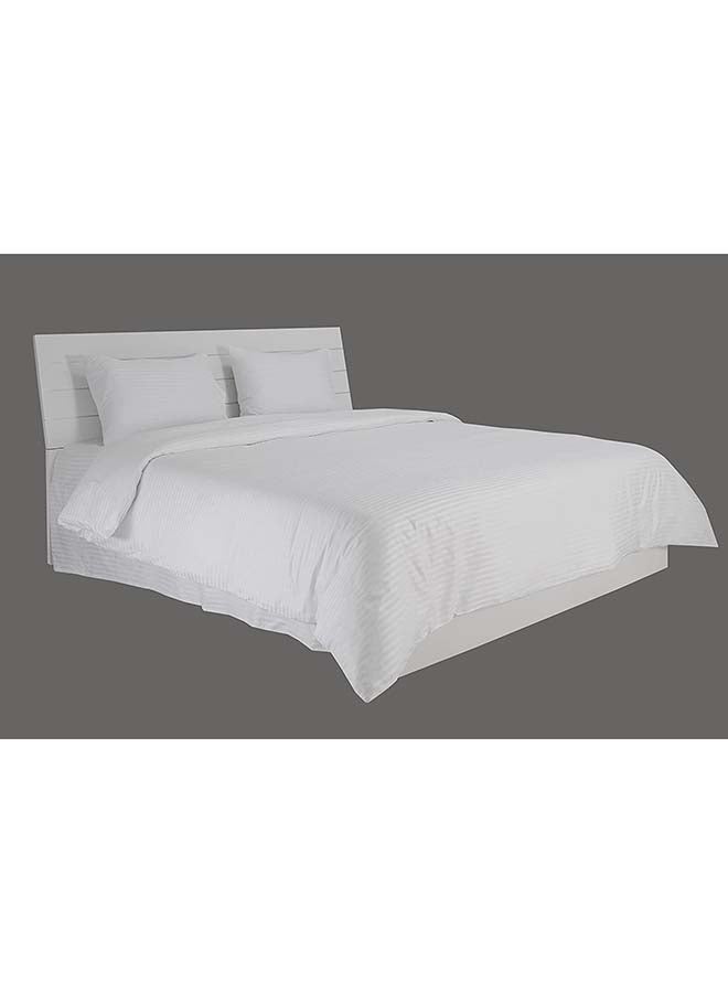Hotel Linen Klub Hotel Linen Klub King Size Duvet Cover - 100% Cotton 250Tc Stripe, Size: 245 x 265cm - Luxurious, Breathable, and Durable Bed Linen Cotton White  - Image 2