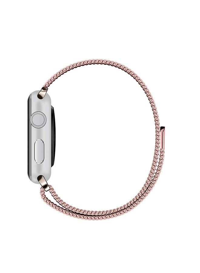 MARGOUN - Stainless Steel Milanese Loop Mesh Band for Apple Watch 7/6/SE/5/4/3/2/1 42mm/44mm/45mm Rose Pink - Image 1