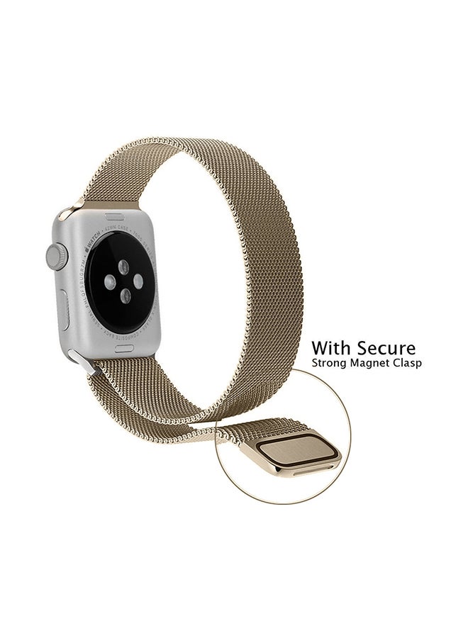 MARGOUN - Stainless Steel Milanese Loop Mesh Band for Apple Watch 7/6/SE/5/4/3/2/1 42mm/44mm/45mm Champagne Gold - Image 1