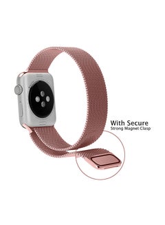 MARGOUN Stainless Steel Milanese Loop Mesh Band for Apple Watch 7/6/SE/5/4/3/2/1 42mm/44mm/45mm Rose Pink  - Image 3