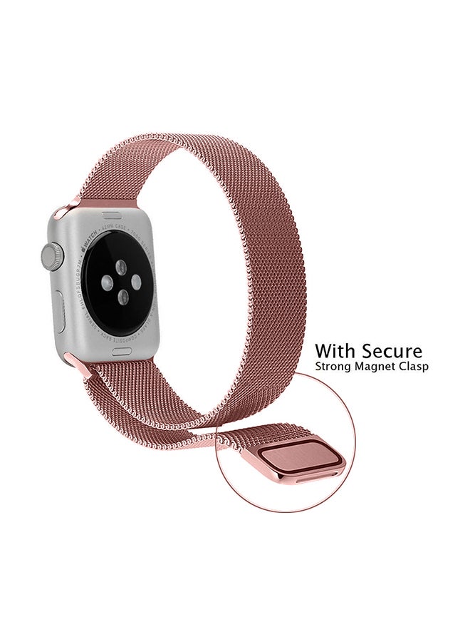 MARGOUN - Stainless Steel Milanese Loop Mesh Band for Apple Watch 7/6/SE/5/4/3/2/1 42mm/44mm/45mm Rose Pink - Image 1