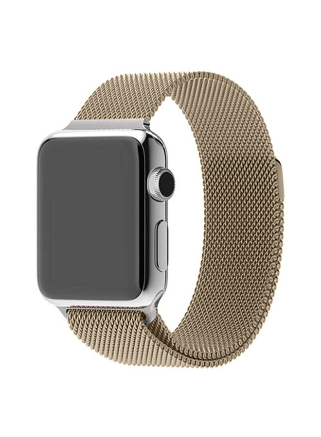 MARGOUN - Stainless Steel Milanese Loop Mesh Band for Apple Watch 7/6/SE/5/4/3/2/1 42mm/44mm/45mm Champagne Gold - Image 1