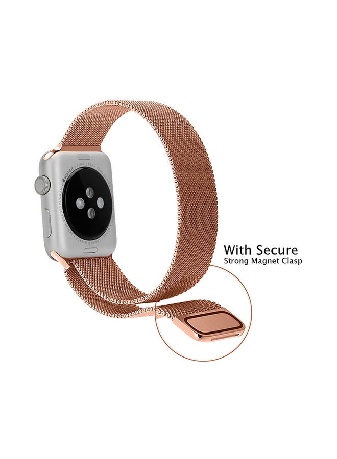 MARGOUN - Stainless Steel Milanese Loop Mesh Band for Apple Watch 7/6/SE/5/4/3/2/1 42mm/44mm/45mm Rose Gold - Image 1