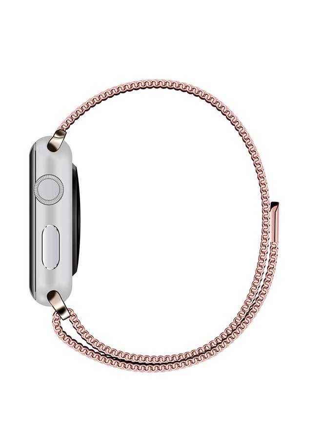MARGOUN - Stainless Steel Milanese Loop Mesh Band for Apple Watch 7/6/SE/5/4/3/2/1 38mm/40mm/41mm Rose Pink - Image 1