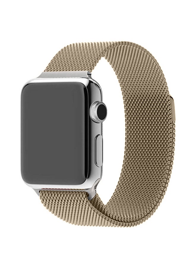 MARGOUN - Stainless Steel Milanese Loop Mesh Band for Apple Watch 7/6/SE/5/4/3/2/1 38mm/40mm/41mm Champagne Gold - Image 1