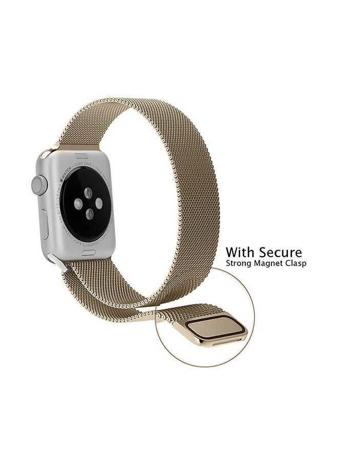 MARGOUN - Stainless Steel Milanese Loop Mesh Band for Apple Watch 7/6/SE/5/4/3/2/1 38mm/40mm/41mm Champagne Gold - Image 1
