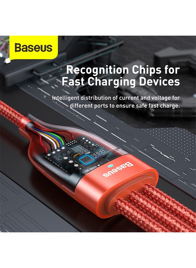Baseus - Fast Charging USB+C to C 100W Lightning 20W and Micro 18W, Flash Series USB Data Cable Max 1.2M Compatible for Apple 13 12 11 Series, MacBook, iPad, Xiaomi, Samsung, Huawei, and More Red/Orange - Image 1