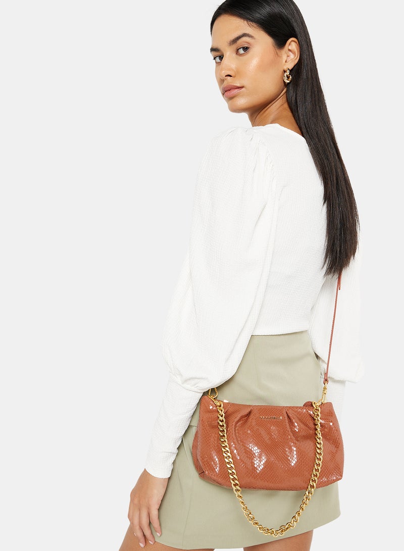 COCCINELLE - Textured Evening Clutch Brown - Image 1