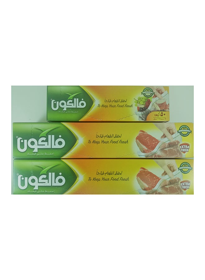 فالكون أكياس للثلاجة بالسحاب (2+1) شفاف Large bag 27x30 cm, Small Bag 18x21سم  - Image 3