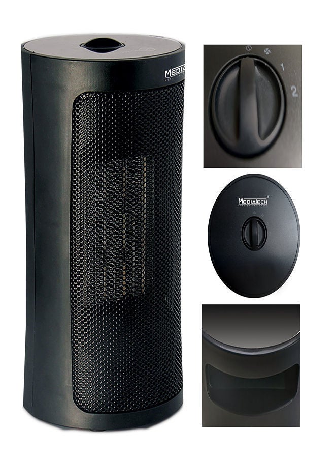 Mediatech Electric Ceramic Heater, 2 heat settings, 2 Fan Speed setting, over heat protection Thermostat - 1500 W MT-002 Black  - Image 4