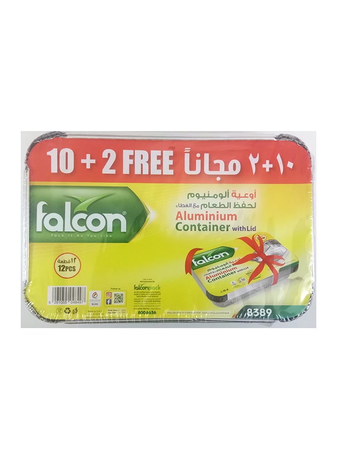 Falcon 12-Piece Aluminium Container With Lid Silver 14.8x12.2x4cm  - Image 1