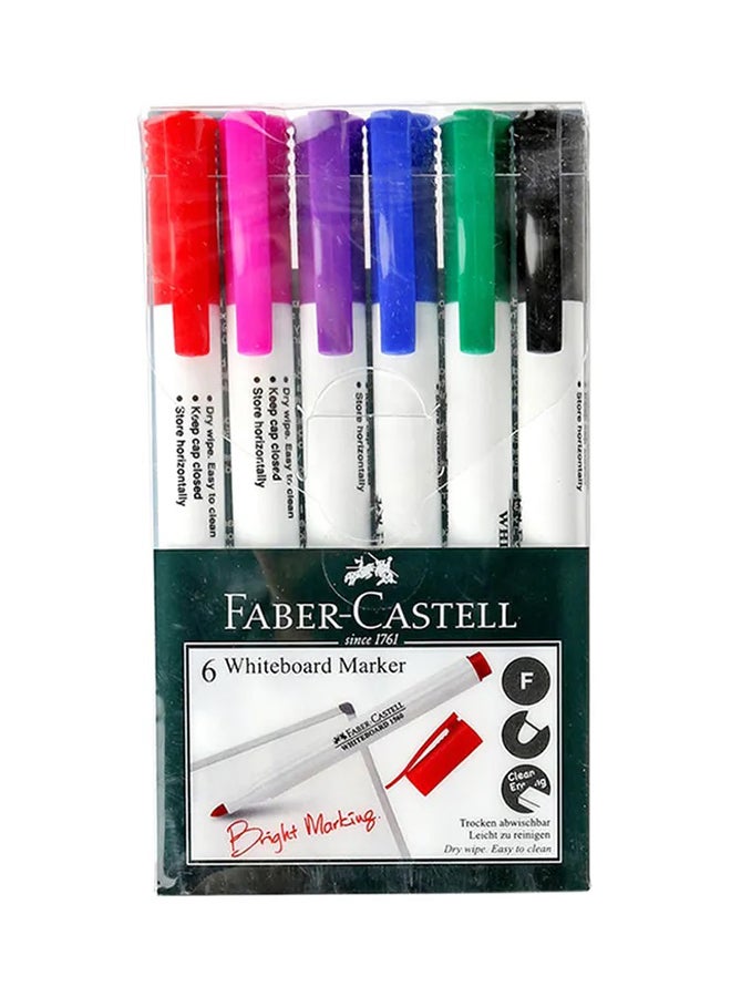 طقم أقلام ماركر للسبورة البيضاء من 6 قطع متعدد الألوان