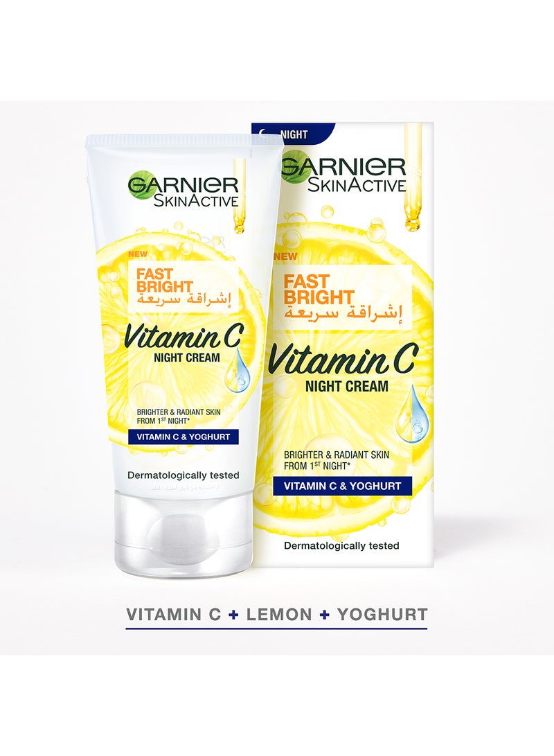 Garnier - SkinActive Fast Bright Night Cream With Vitamin C And Yoghurt Clear 50ml - Image 1