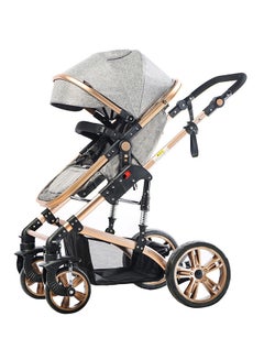 TEKNUM 3 In 1 Pram Stroller Sleeping Bassinet Extra Wide Seat With Wide Canopy - Grey  - Image 1
