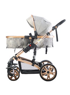 TEKNUM 3 In 1 Pram Stroller Sleeping Bassinet Extra Wide Seat With Wide Canopy - Grey  - Image 4