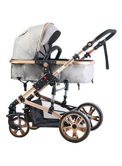 TEKNUM 3 In 1 Pram Stroller Sleeping Bassinet Extra Wide Seat With Wide Canopy - Grey  - Image 3