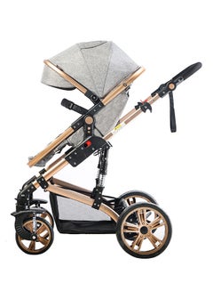 TEKNUM 3 In 1 Pram Stroller Sleeping Bassinet Extra Wide Seat With Wide Canopy - Grey  - Image 5