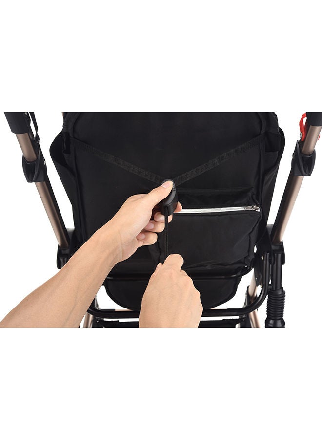 3 In 1 Pram Stroller Sleeping Bassinet Extra Wide Seat With Wide Canopy - Grey