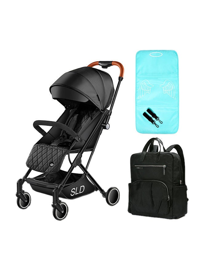 تيكنوم عربة اطفال اس ال دي للسفر، قابلة للطي بيد واحدة، عجلات دوارة، كابينة سفر هوائية، حقيبة حفاضات مانهاتان مع خطافات لعربة الأطفال وبساط تغيير الحفاضات، للأطفال من عمر 0 إلى 3 سنوات، لون اسود - Image 1