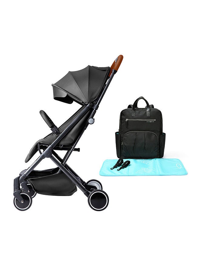 تيكنوم عربة اطفال اس ال دي للسفر، قابلة للطي بيد واحدة، عجلات دوارة، كابينة سفر هوائية، حقيبة حفاضات مانهاتان مع خطافات لعربة الأطفال وبساط تغيير الحفاضات، للأطفال من عمر 0 إلى 3 سنوات، لون اسود - Image 2