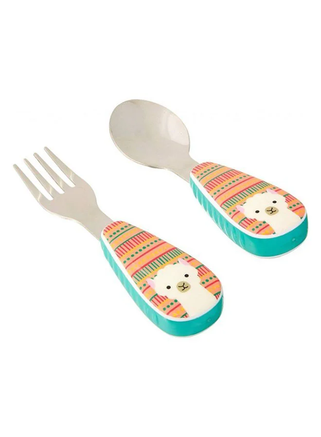 Skip Hop Llama Printed Baby Cutlery, Pack Of 2 - Multicolour