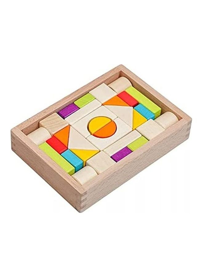 بيبي لاف 30 قطعة من مكعبات البناء الخشبية لتمييز الأشكال وممارسة الألوان 21x15.2x4.5سم - Image 1