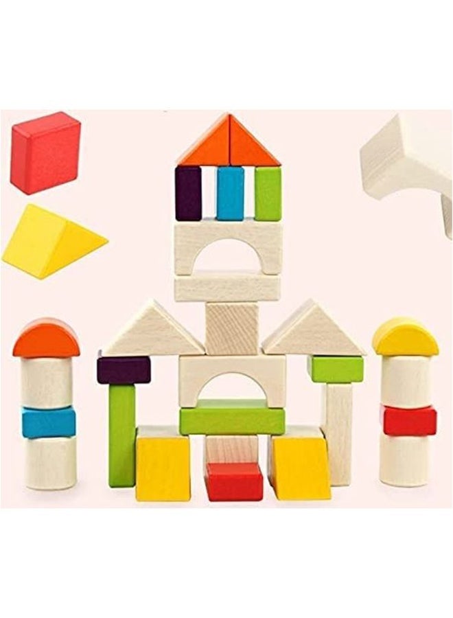 بيبي لاف 30 قطعة من مكعبات البناء الخشبية لتمييز الأشكال وممارسة الألوان 21x15.2x4.5سم - Image 5