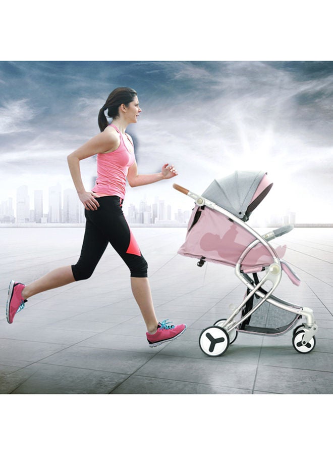 TEKNUM - Featherlite A1 Lightweight Air Travel Baby Stroller With Five Point Safety And Removable Canopy - Light Pink - Image 1