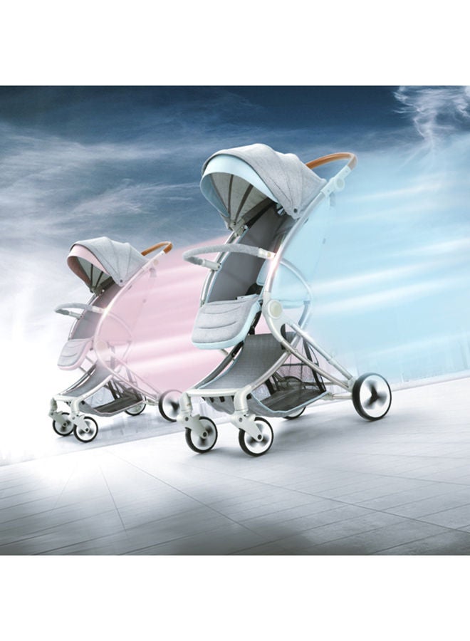TEKNUM - Featherlite A1 Lightweight Air Travel Baby Stroller With Five Point Safety And Removable Canopy - Light Pink - Image 1