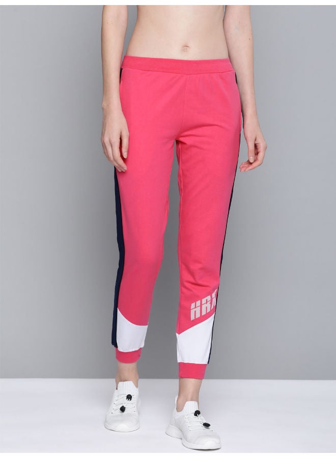 HRX by Hrithik Roshan - Women's Stylish Colourblock Pattern Joggers Raspberry - Image 1