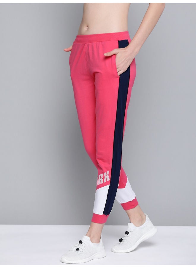 HRX by Hrithik Roshan - Women's Stylish Colourblock Pattern Joggers Raspberry - Image 1