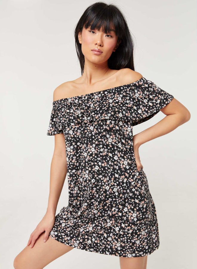 Ardene Off Shoulder Printed Dress Multicolour  - Image 1