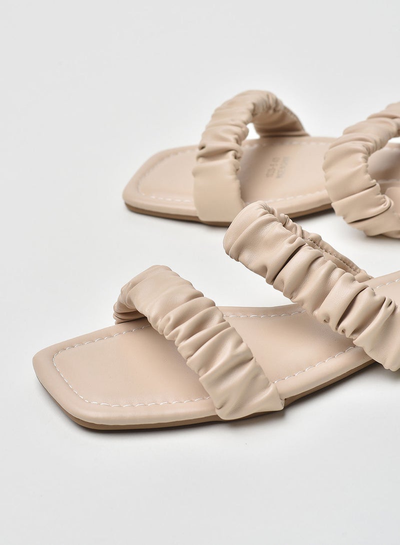 Jove Stylish Elegant Flat Sandals Beige - Image 3