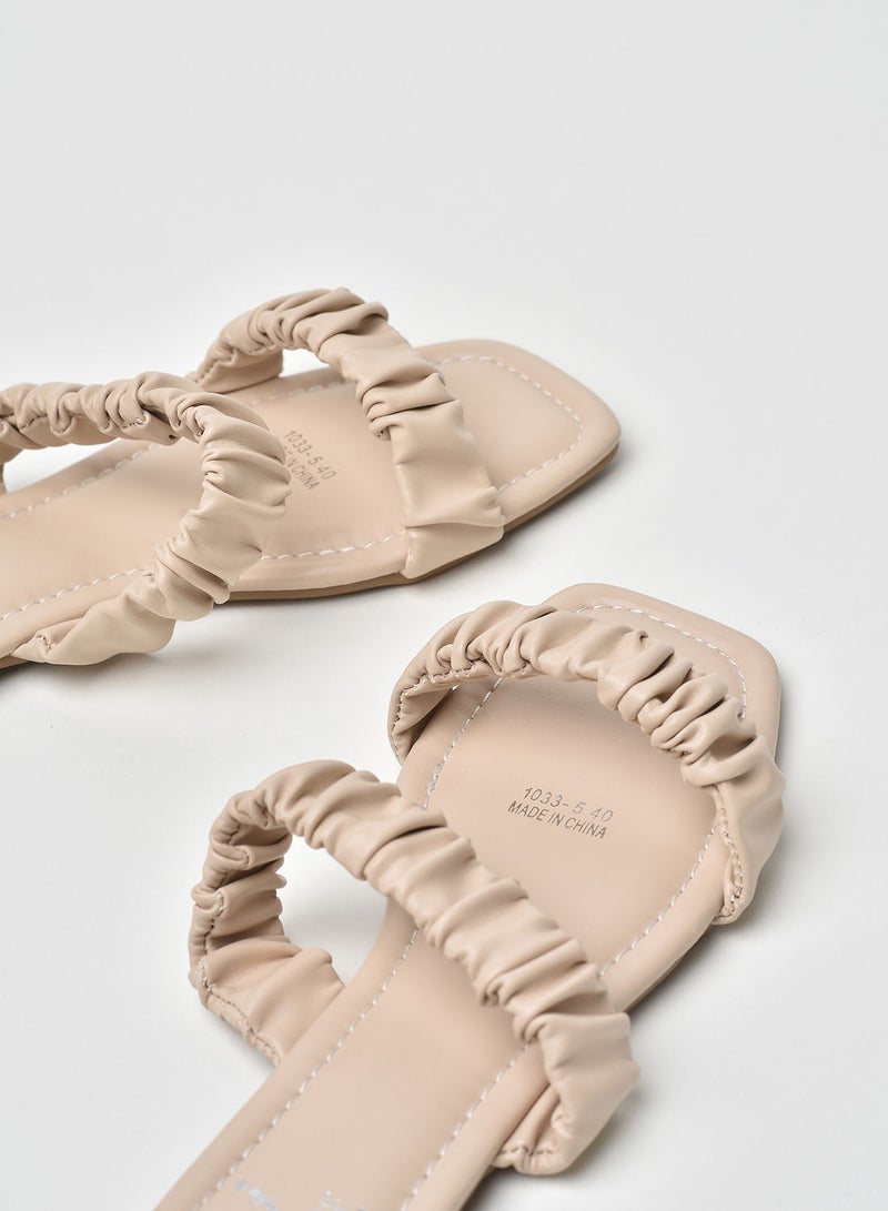 Jove Stylish Elegant Flat Sandals Beige - Image 4