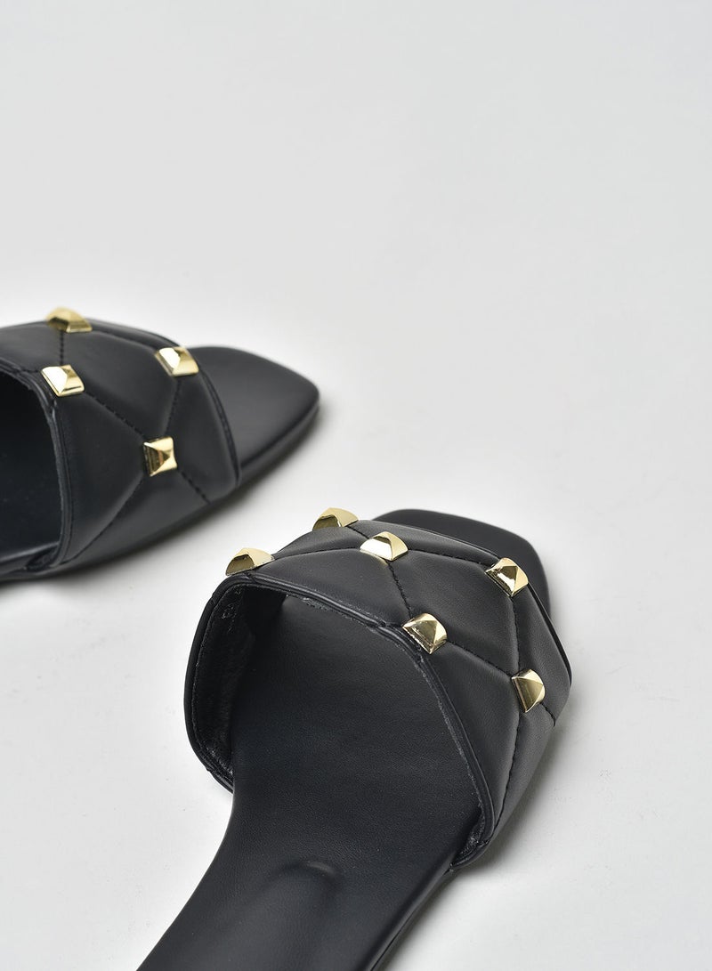 Jove Stylish Elegant Flat Sandals Black - Image 4